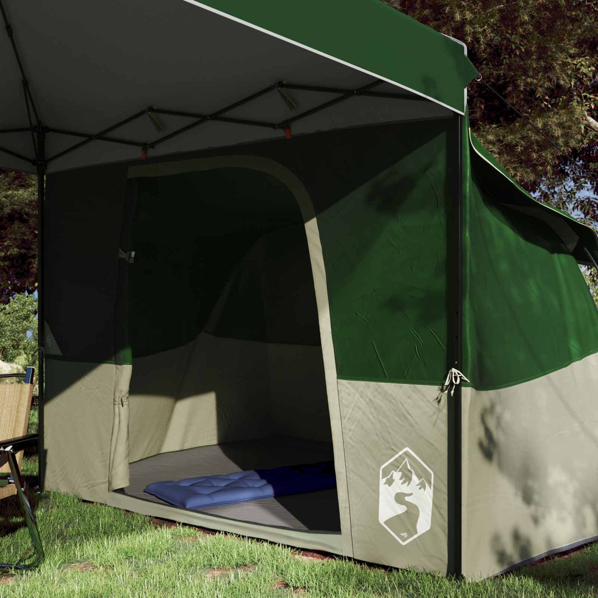 Camping Telt Sett Med Tak 2 Pcs Grønn Taffeta Og Stoff