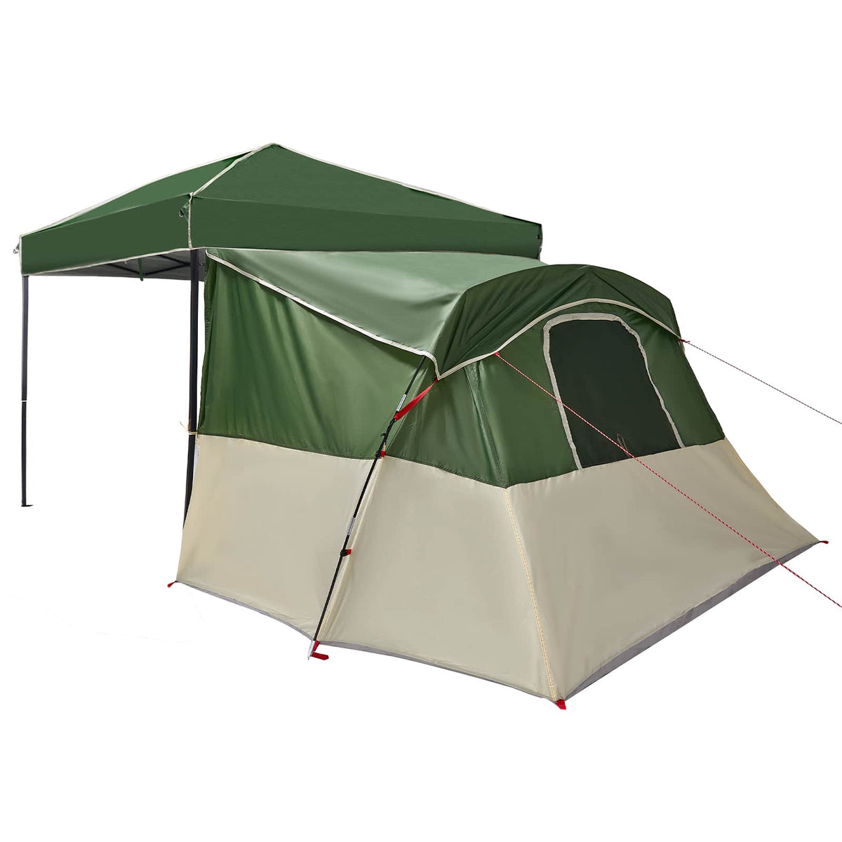 Camping Telt Sett Med Tak 2 Pcs Grønn Taffeta Og Stoff