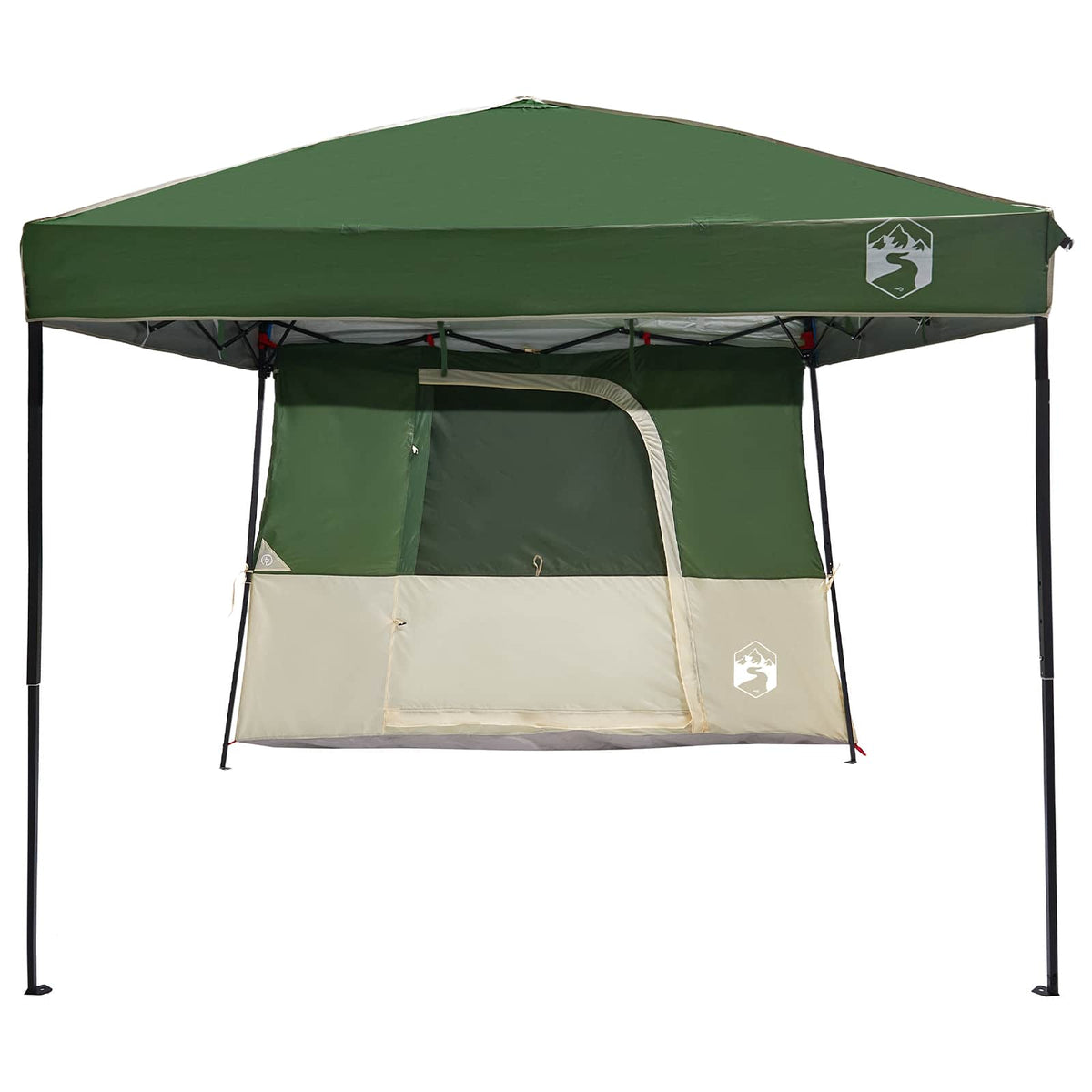 Camping Telt Sett Med Tak 2 Pcs Grønn Taffeta Og Stoff