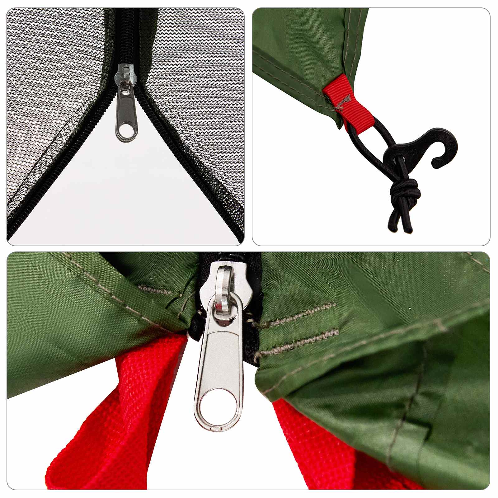 Camping Telt Sett Med Tak 2 Pcs Grønn Taffeta Og Stoff