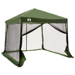 Camping Telt Sett Med Tak 2 Pcs Grønn Taffeta Og Stoff