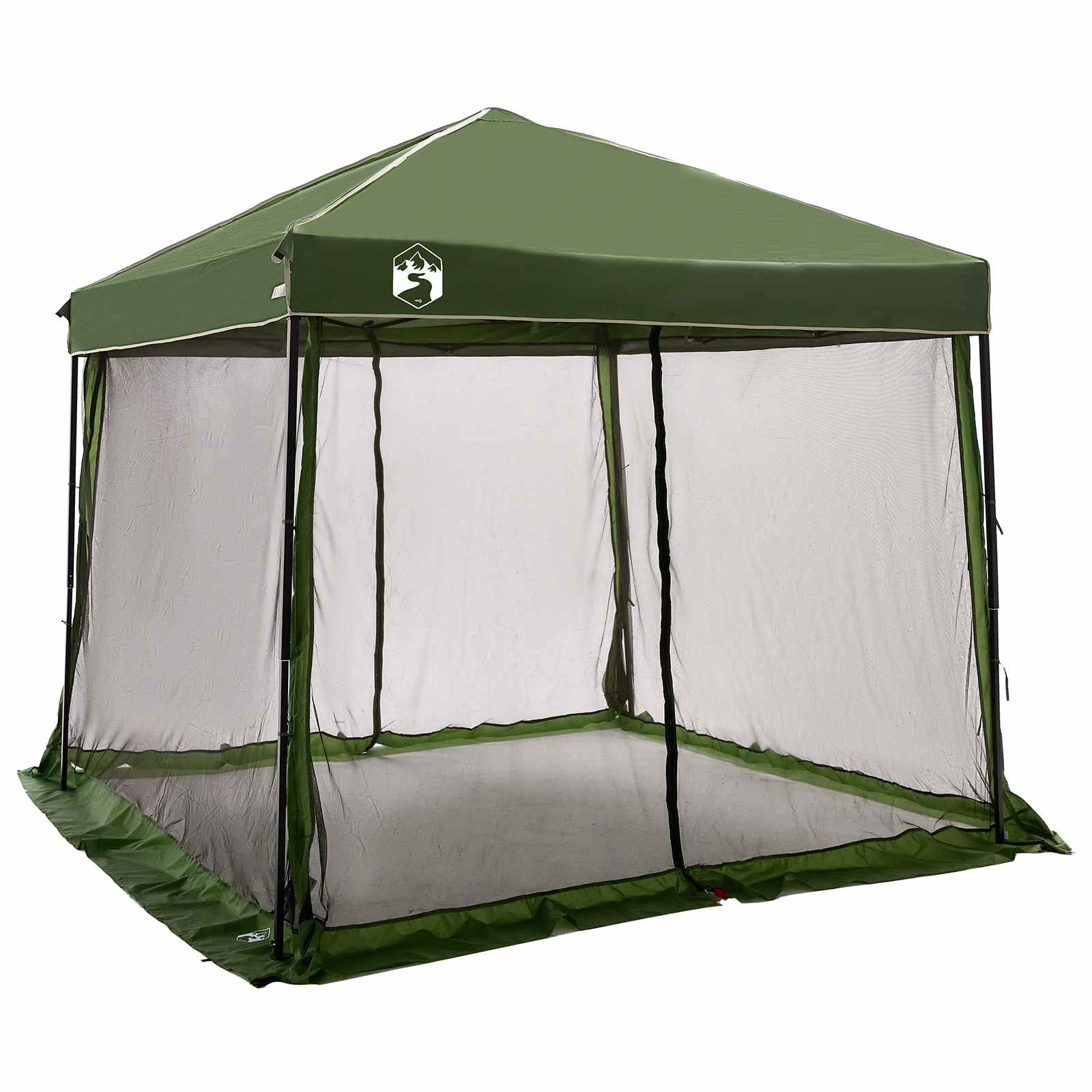 Camping Telt Sett Med Tak 2 Pcs Grønn Taffeta Og Stoff