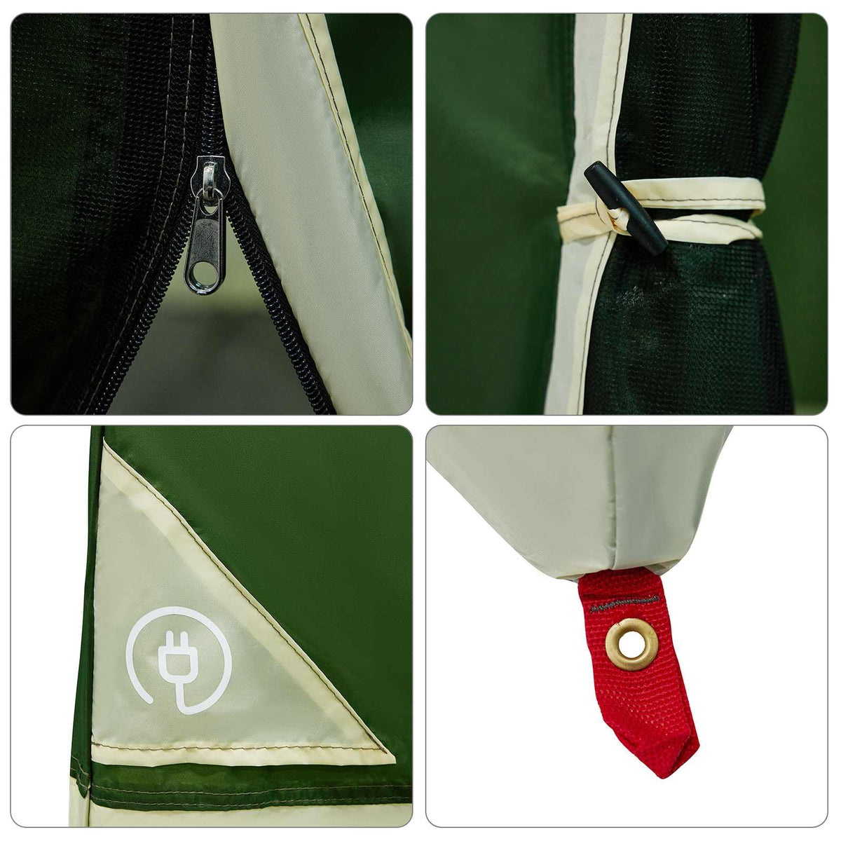 Camping Telt Sett Med Tak 2 Pcs Grønn Taffeta Og Stoff