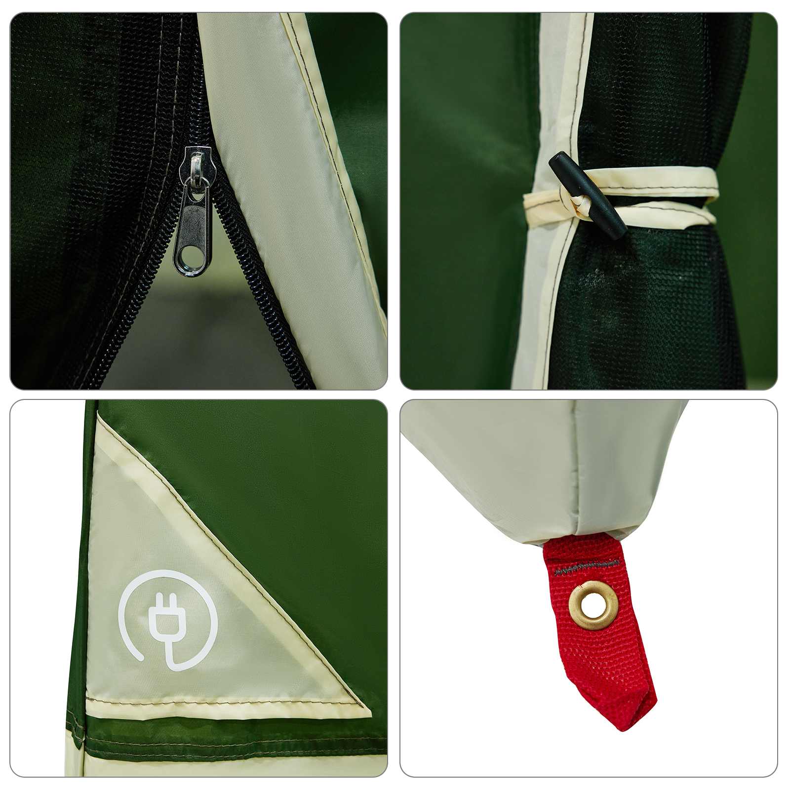 Camping Telt Sett Med Tak 2 Pcs Grønn Taffeta Og Stoff