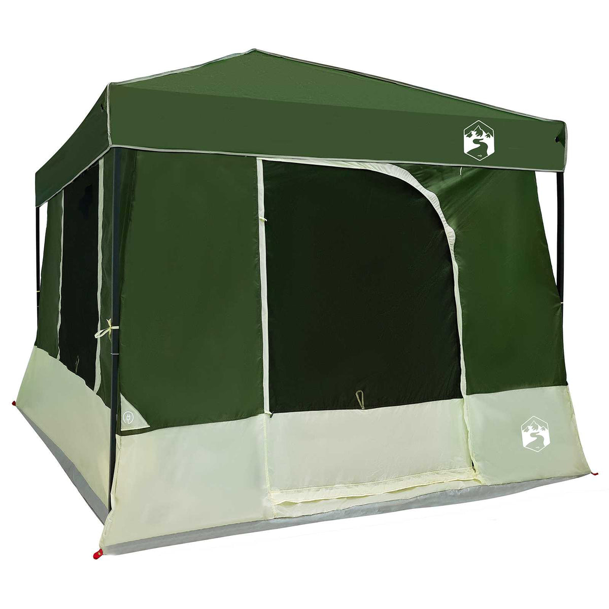 Camping Telt Sett Med Tak 2 Pcs Grønn Taffeta Og Stoff