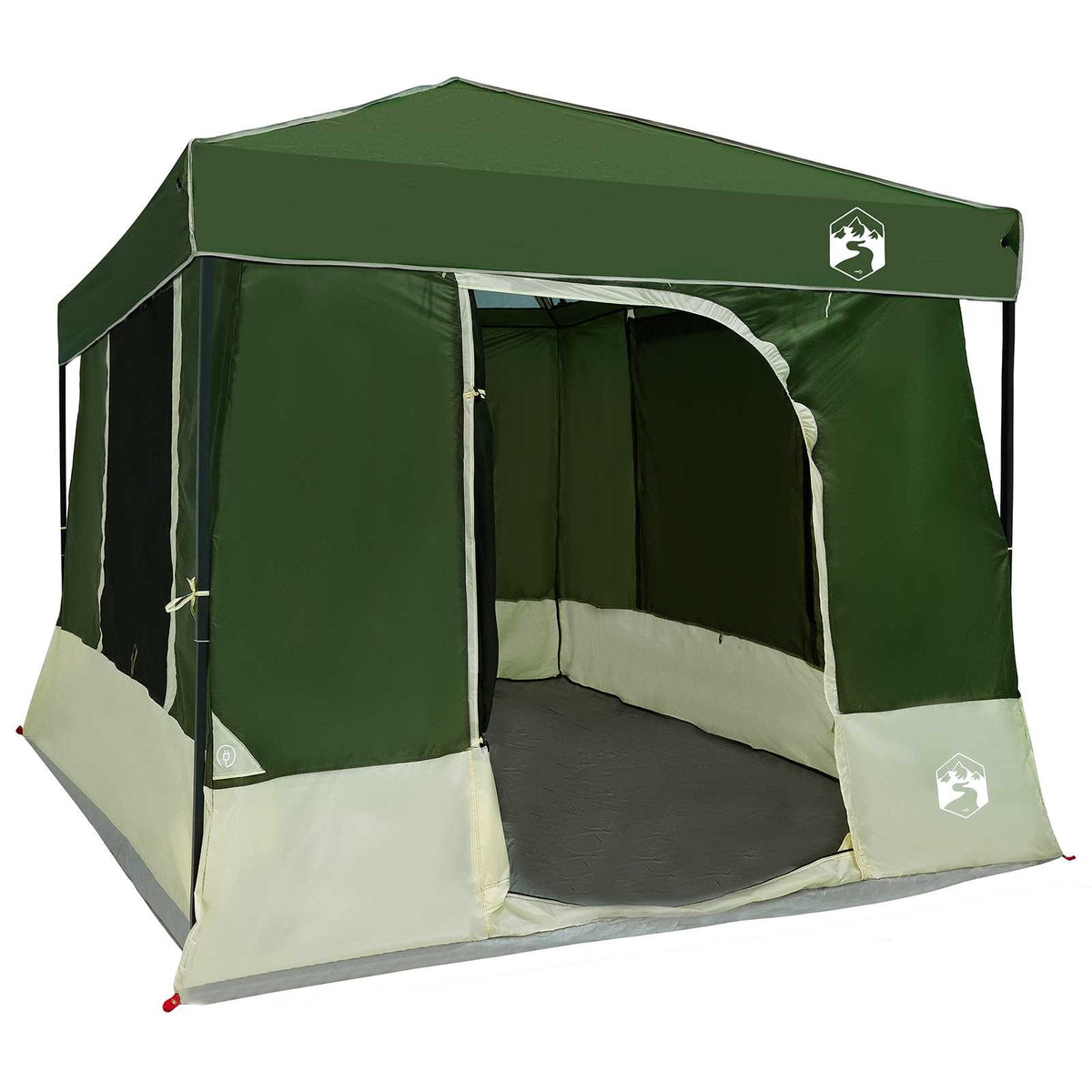 Camping Telt Sett Med Tak 2 Pcs Grønn Taffeta Og Stoff