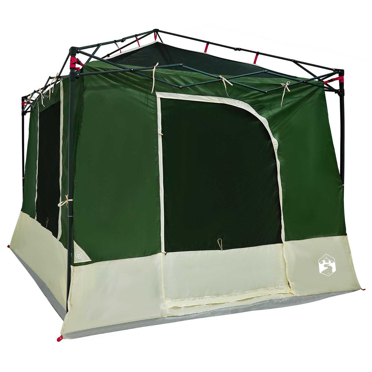 Camping Telt Sett Med Tak 2 Pcs Grønn Taffeta Og Stoff