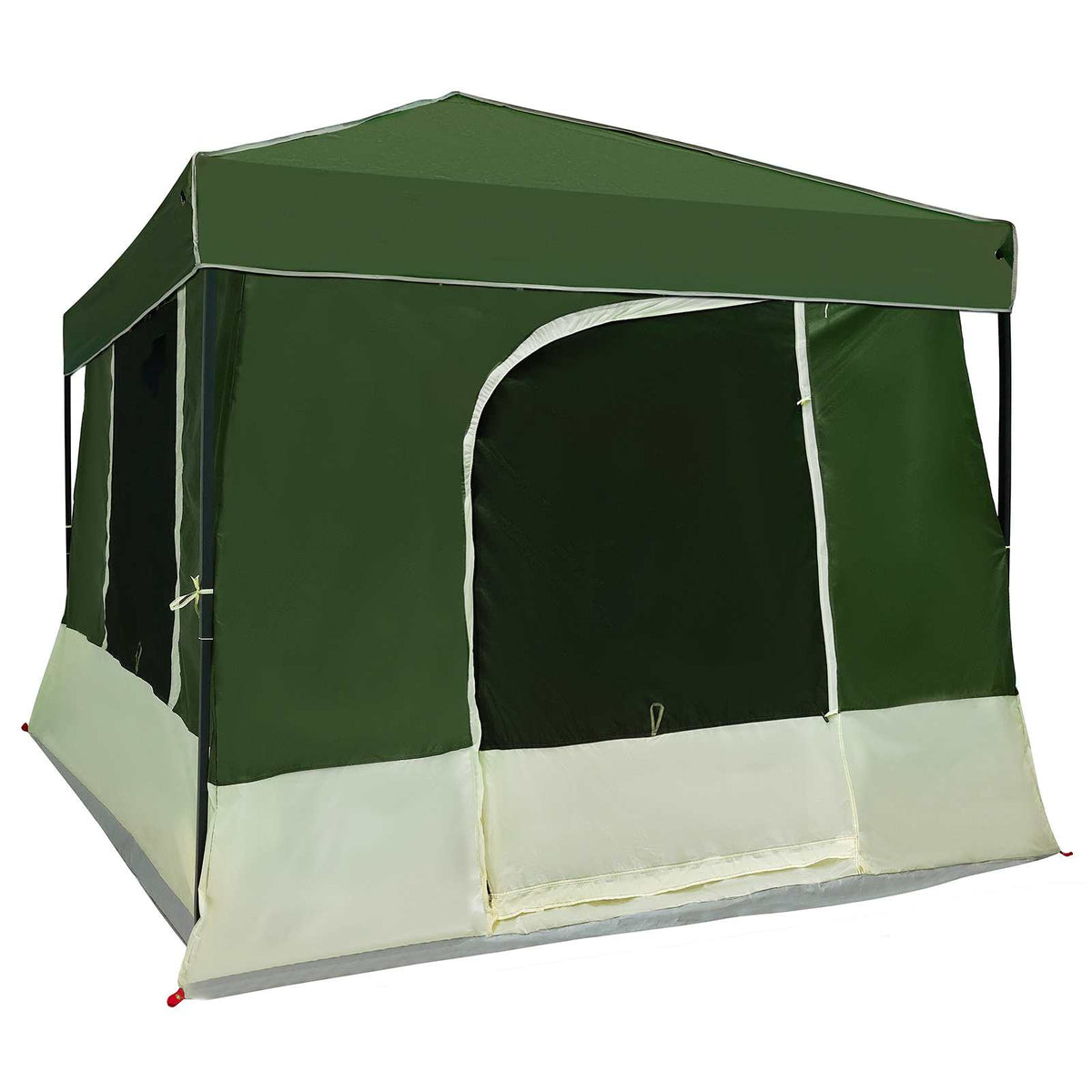 Camping Telt Sett Med Tak 2 Pcs Grønn Taffeta Og Stoff