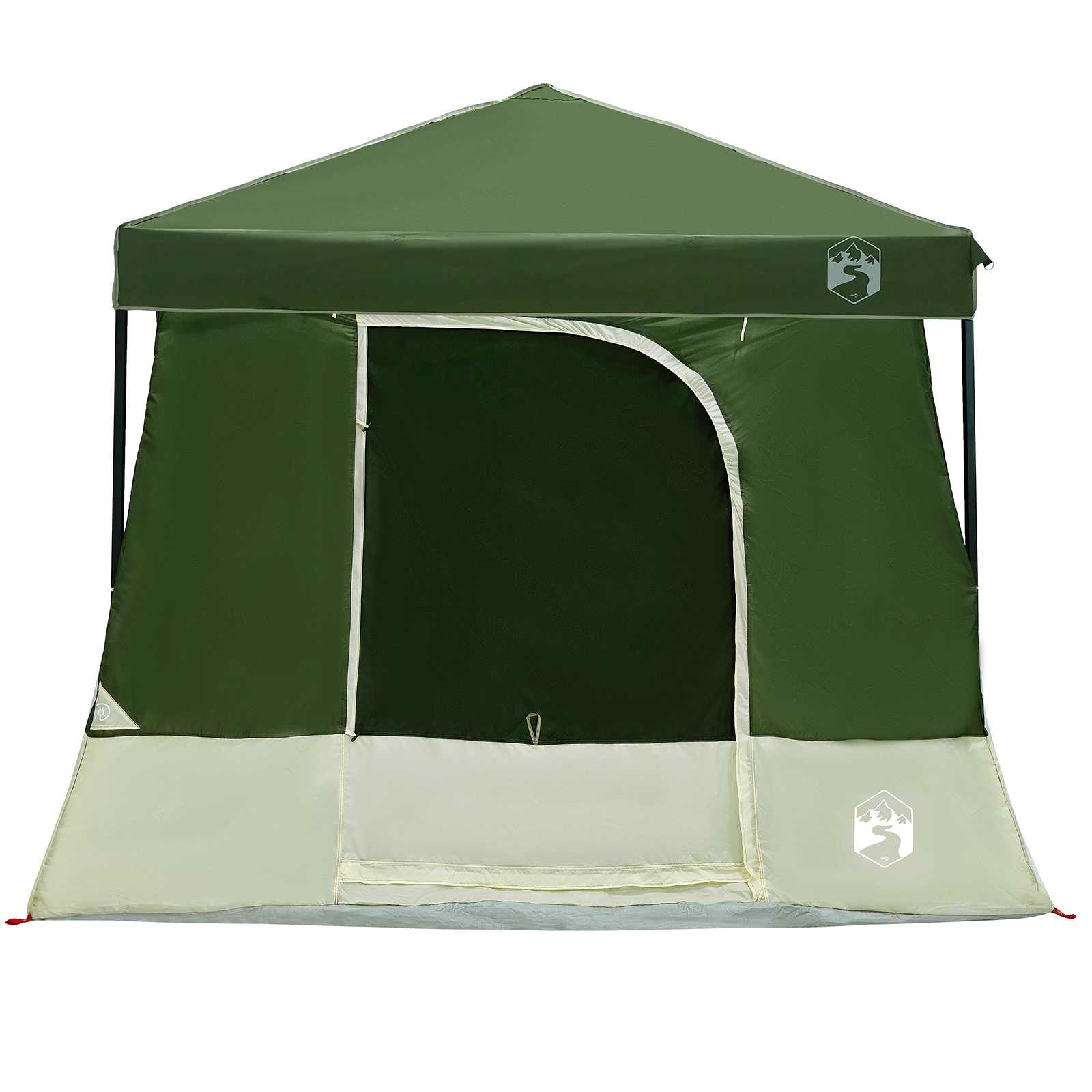 Camping Telt Sett Med Tak 2 Pcs Grønn Taffeta Og Stoff