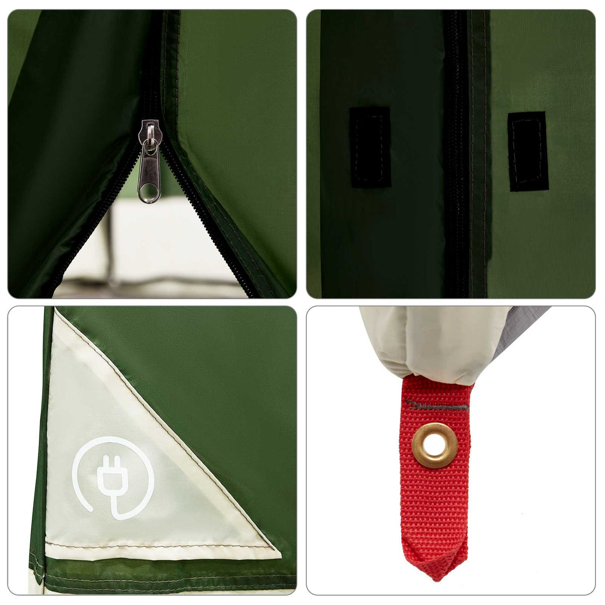 Camping Telt Sett Med Tak 2 Pcs Grønn Taffeta Og Stoff