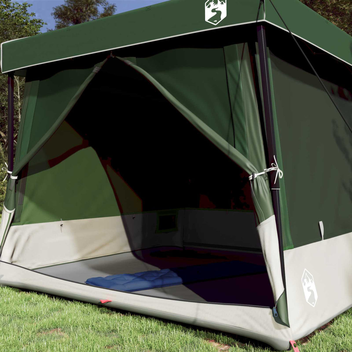 Camping Telt Sett Med Tak 2 Pcs Grønn Taffeta Og Stoff