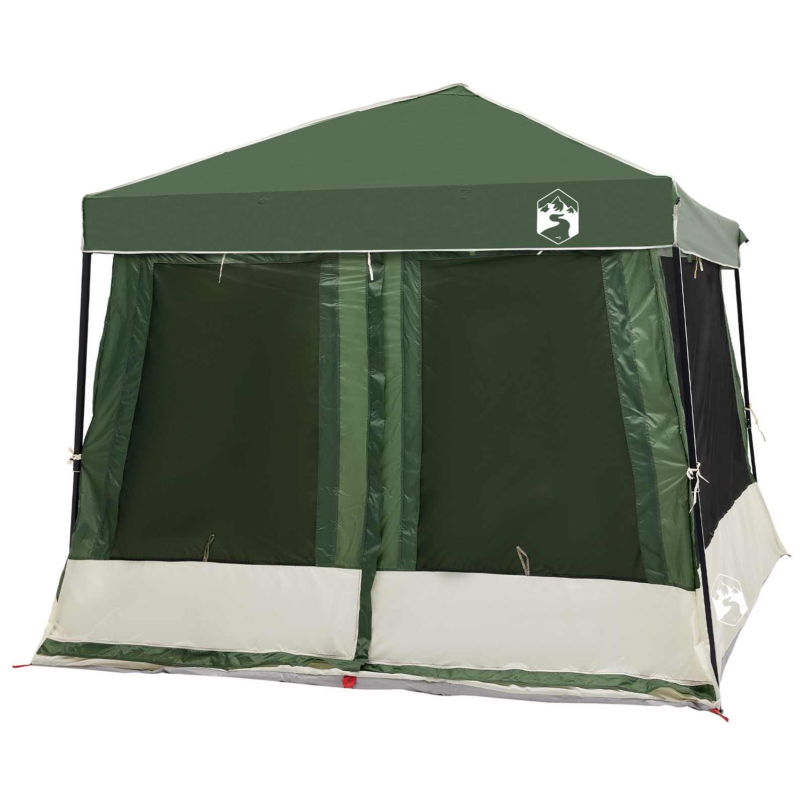 Camping Telt Sett Med Tak 2 Pcs Grønn Taffeta Og Stoff