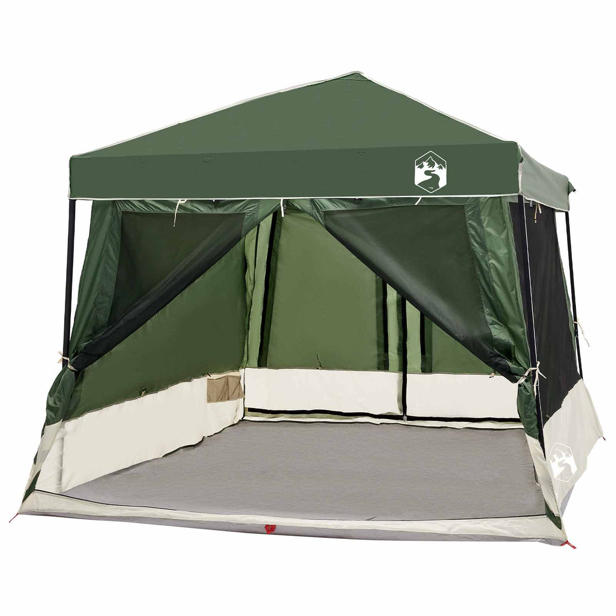 Camping Telt Sett Med Tak 2 Pcs Grønn Taffeta Og Stoff