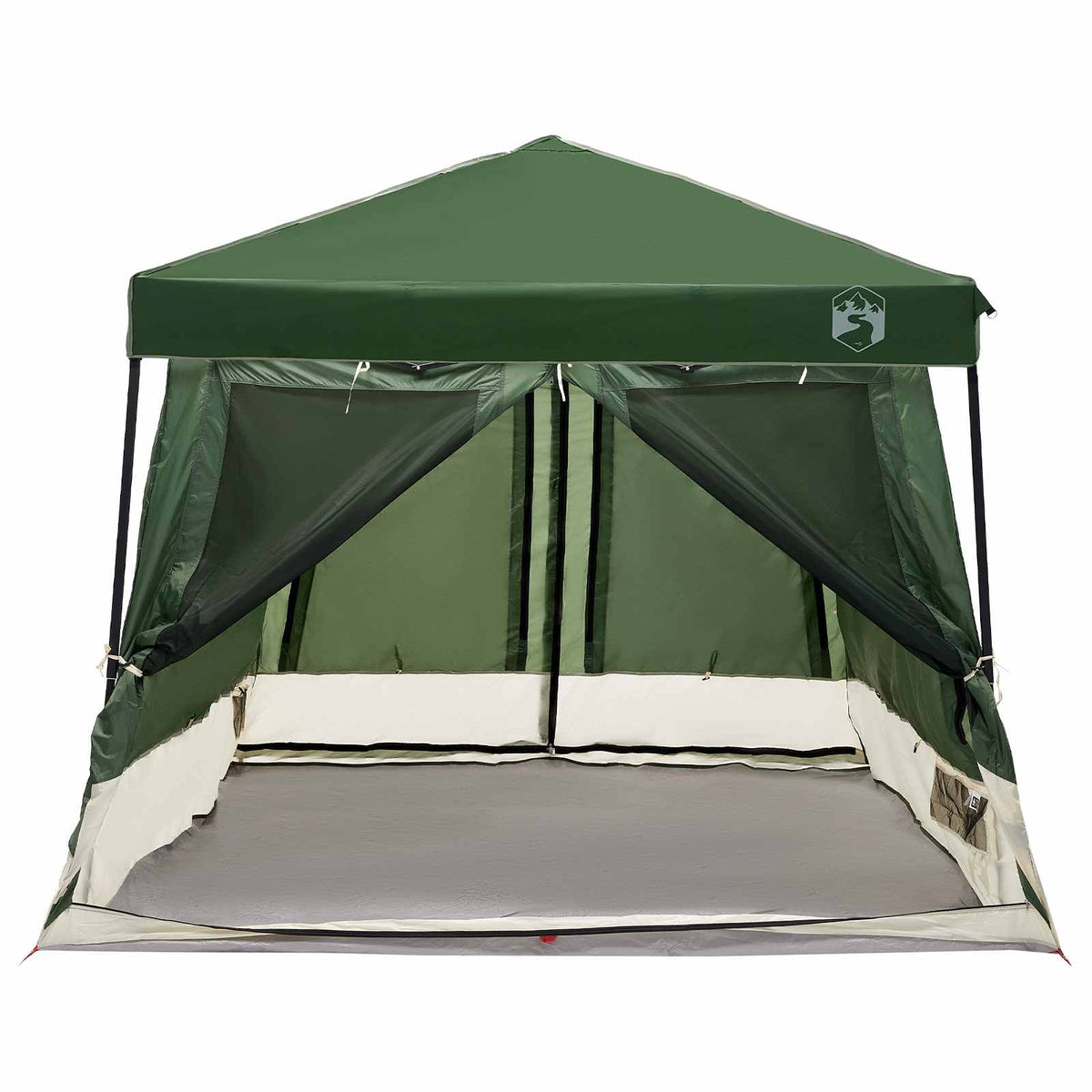 Camping Telt Sett Med Tak 2 Pcs Grønn Taffeta Og Stoff