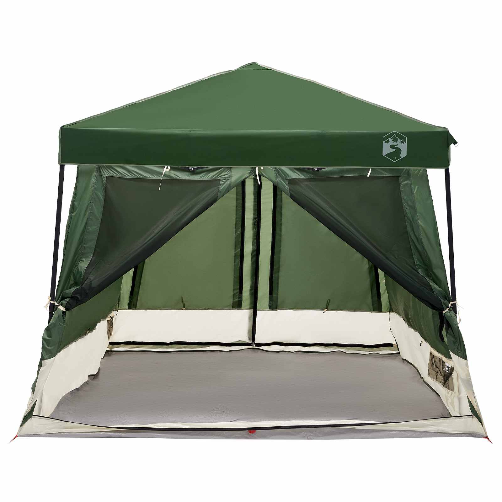 Camping Telt Sett Med Tak 2 Pcs Grønn Taffeta Og Stoff