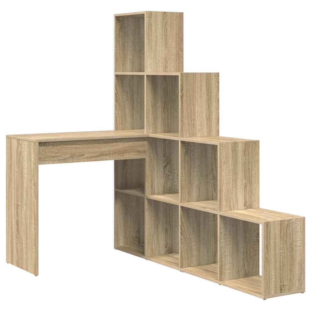Hjørneskrivebord Med Hylle Sonoma Eik 101,5 X 149,5 X 149,5 Cm