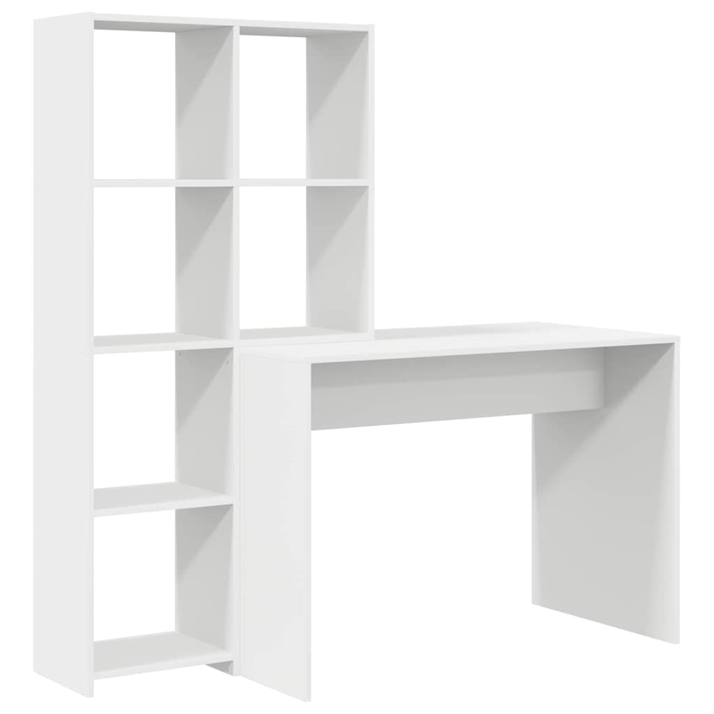 Skrivebord Med Hylle Hvit 138,5 X 55 X 143 Cm Konstruert Tre