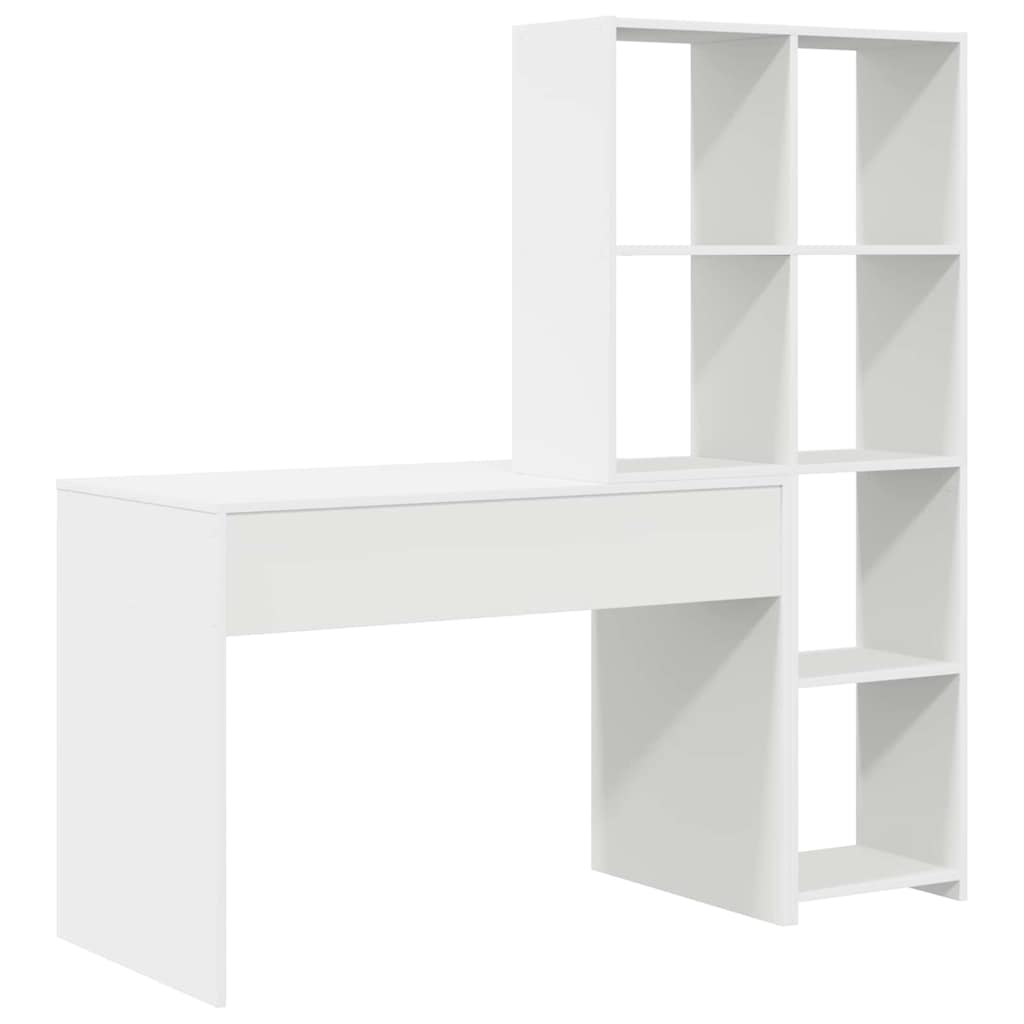 Skrivebord Med Hylle Hvit 138,5 X 55 X 143 Cm Konstruert Tre