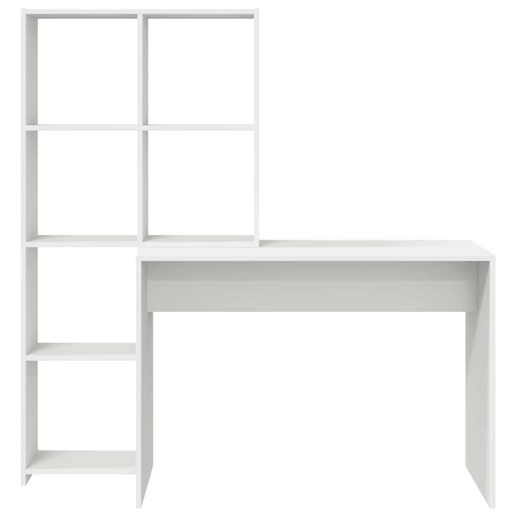 Skrivebord Med Hylle Hvit 138,5 X 55 X 143 Cm Konstruert Tre