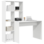 Skrivebord Med Hylle Hvit 138,5 X 55 X 143 Cm Konstruert Tre