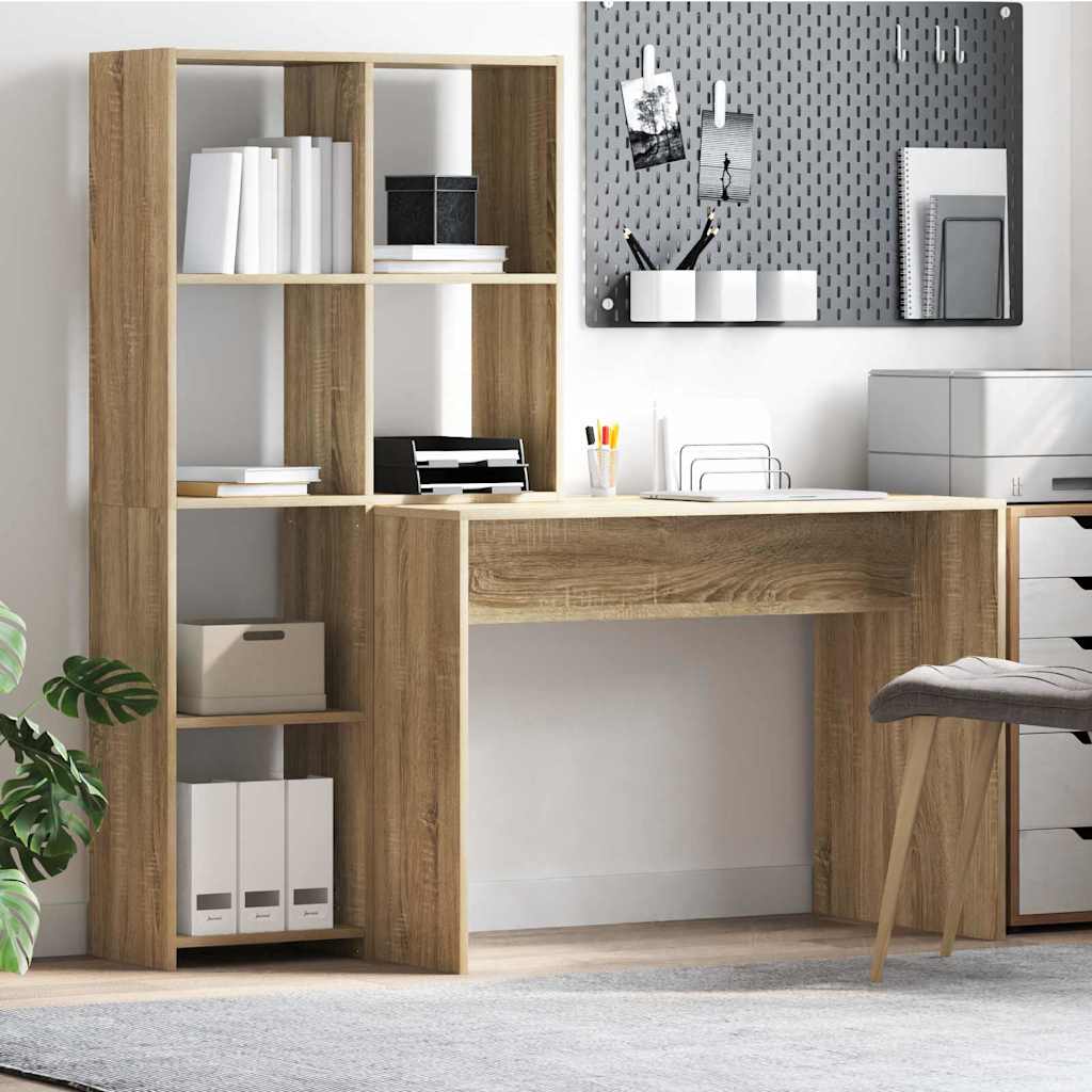 Skrivebord Sonoma Eik 138,5 X 55 X 143 Cm Konstruert Tre