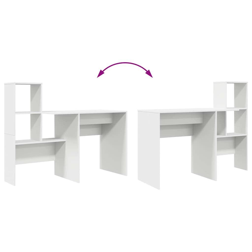 Skrivebord Med Skuff Hvit 131,5 X 50 X 106,5 Cm Konstruert Tre
