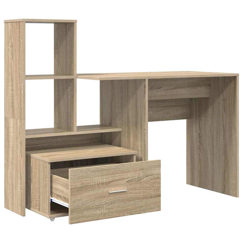 Skrivebord Sonoma Eik 131,5 X 50 X 106,5 Cm Konstruert Tre