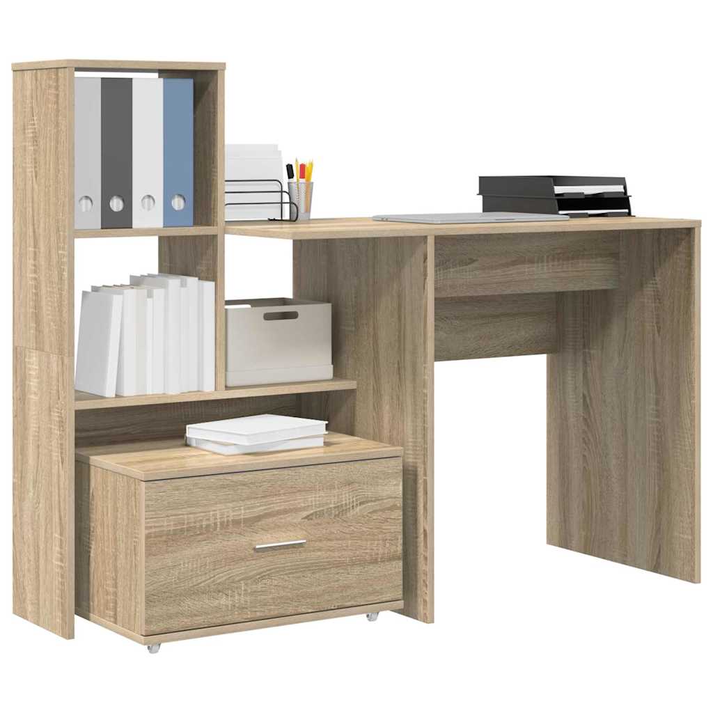 Skrivebord Sonoma Eik 131,5 X 50 X 106,5 Cm Konstruert Tre