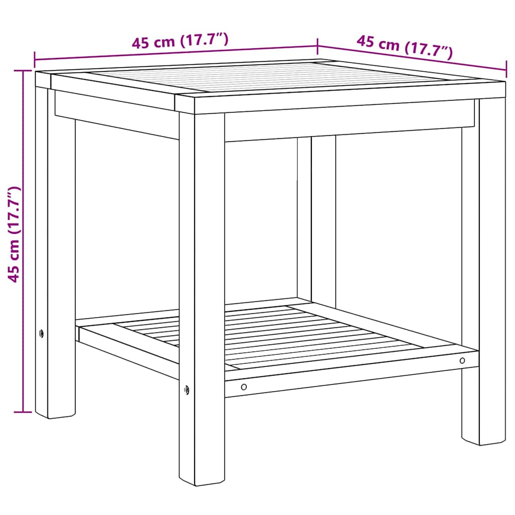 Kaffebord Med Lagring Brun 45 X 45 X 45 Cm Massivt Teaktre