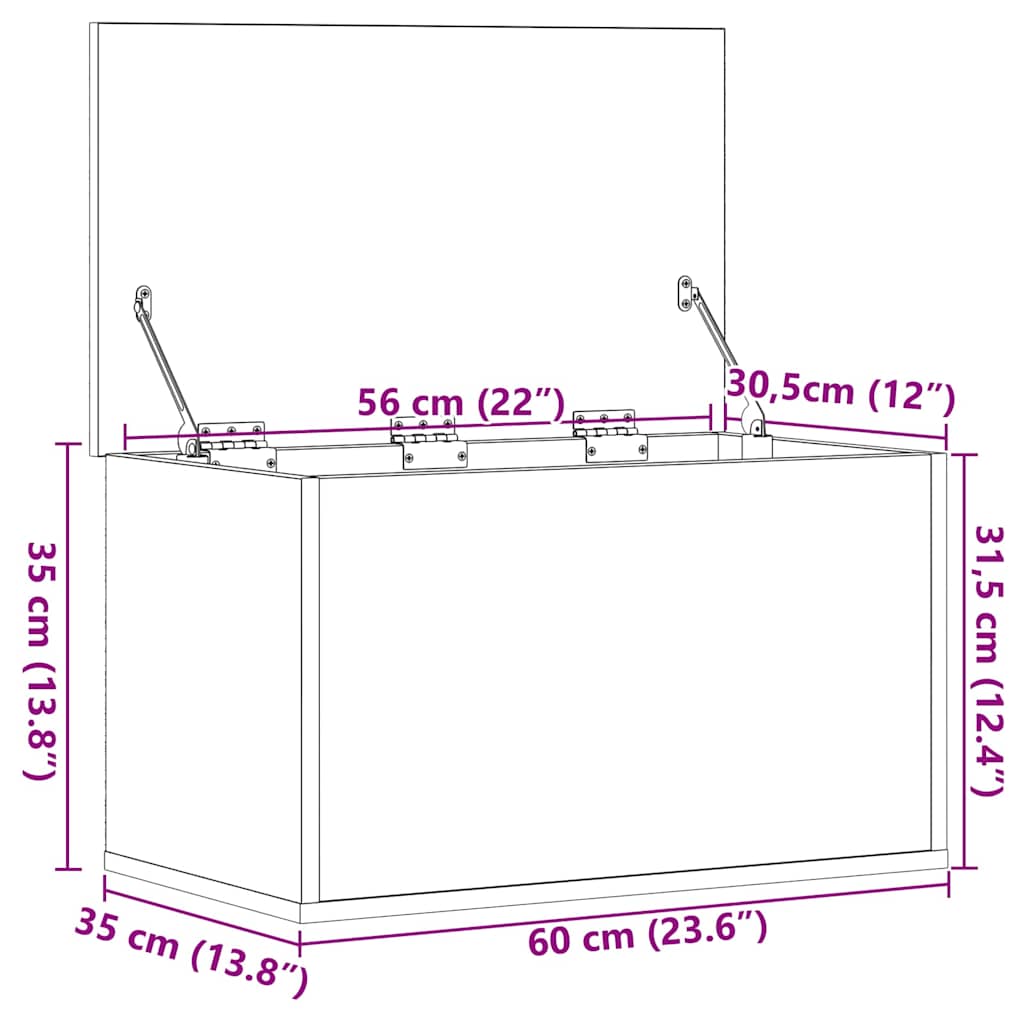 Lagringsboks Svart Eik 60 X 35 X 35 Cm Konstruert Tre
