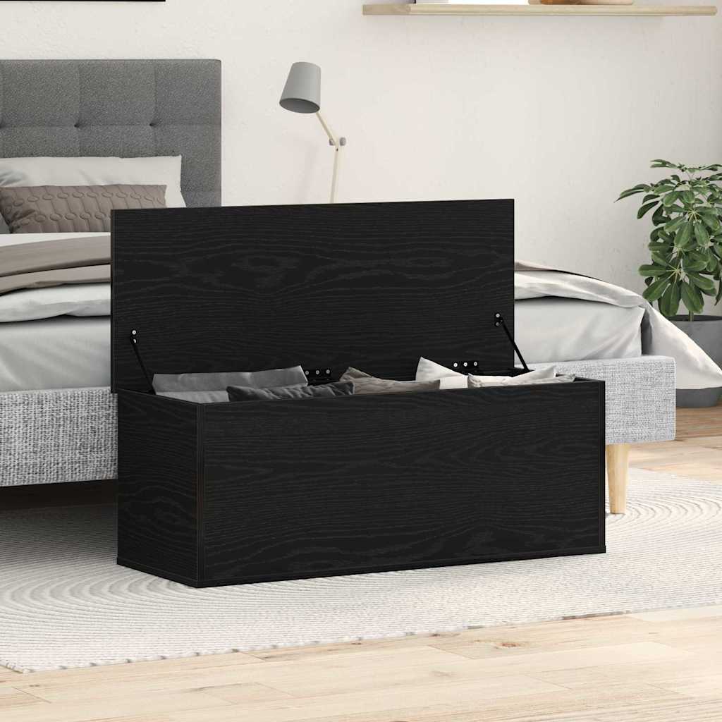 Lagringsboks Svart Eik 102 X 35 X 35 Cm Konstruert Tre