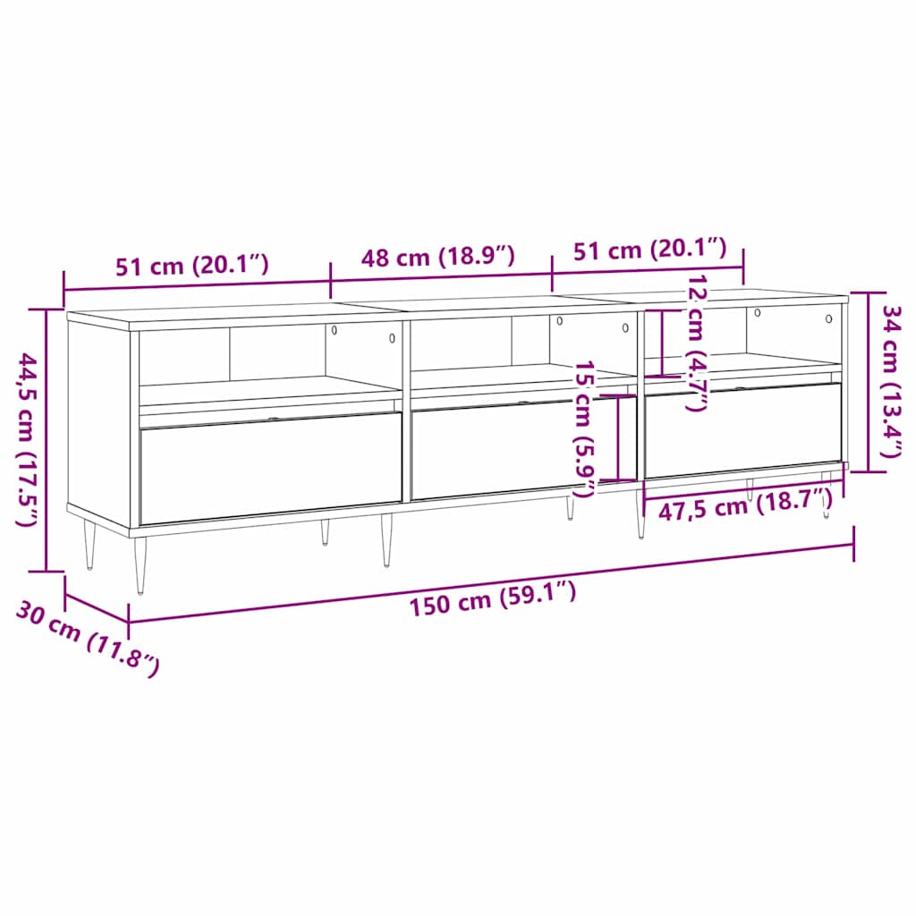 Tv-Skap Artisan Eik 150 X 30 X 45 Cm Konstruert Tre