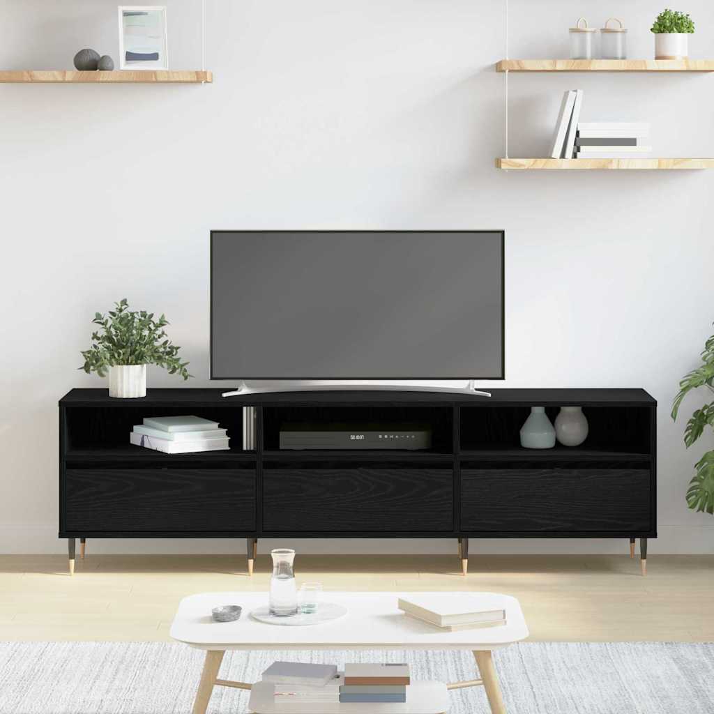 Tv-Skap Svart Eik 150 X 30 X 45 Cm Konstruert Tre