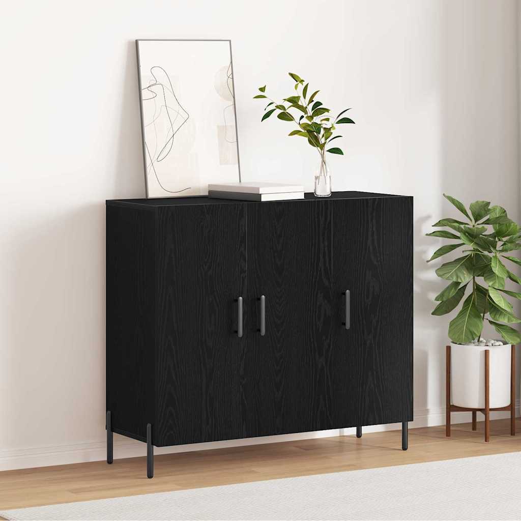 Serviesskap Svart Eik 90 X 34 X 80 Cm Konstruert Tre