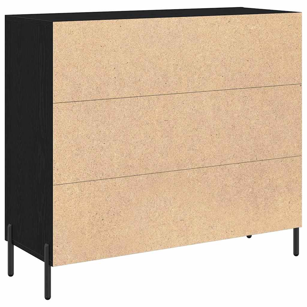 Serviesskap Svart Eik 90 X 34 X 80 Cm Konstruert Tre