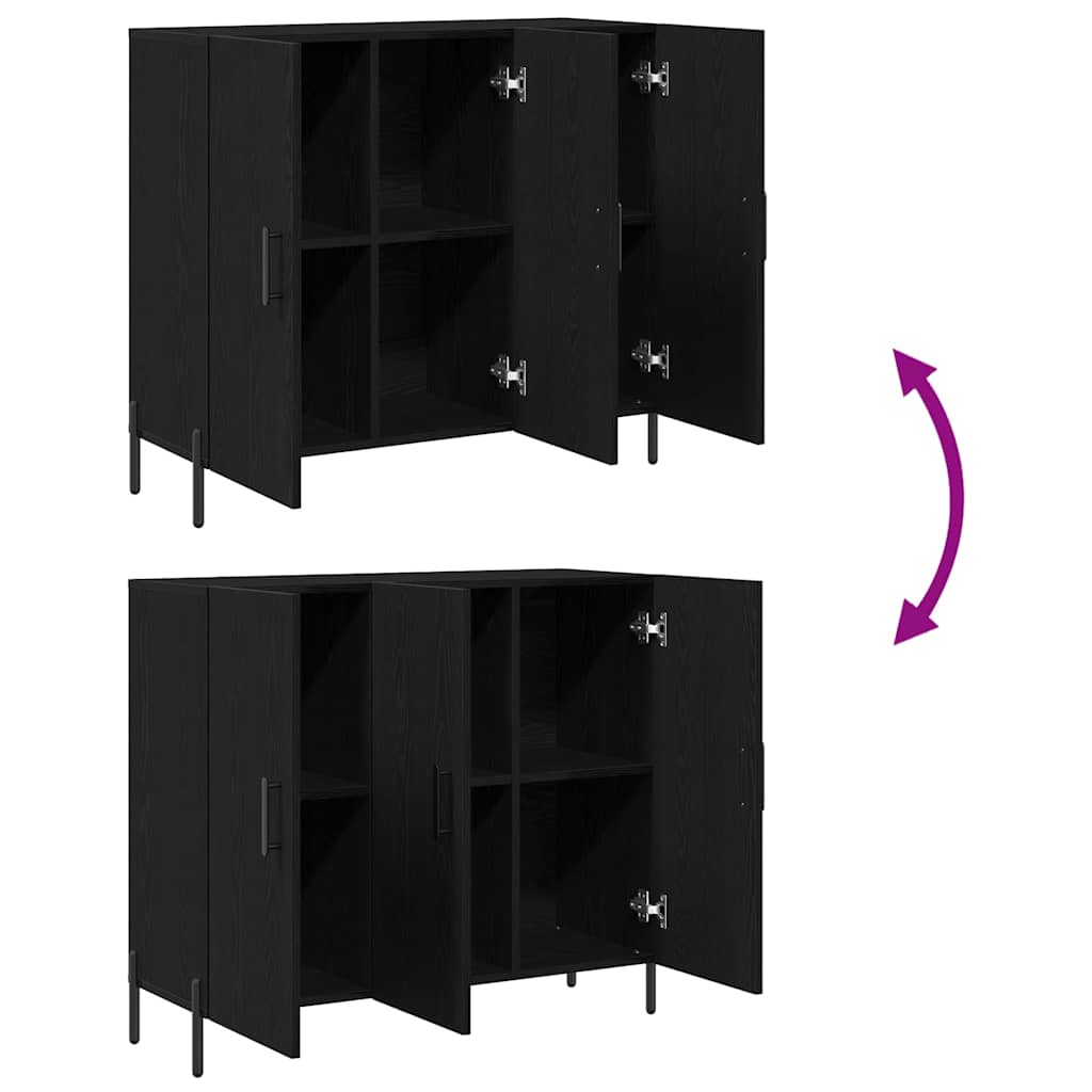 Serviesskap Svart Eik 90 X 34 X 80 Cm Konstruert Tre