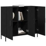 Serviesskap Svart Eik 90 X 34 X 80 Cm Konstruert Tre