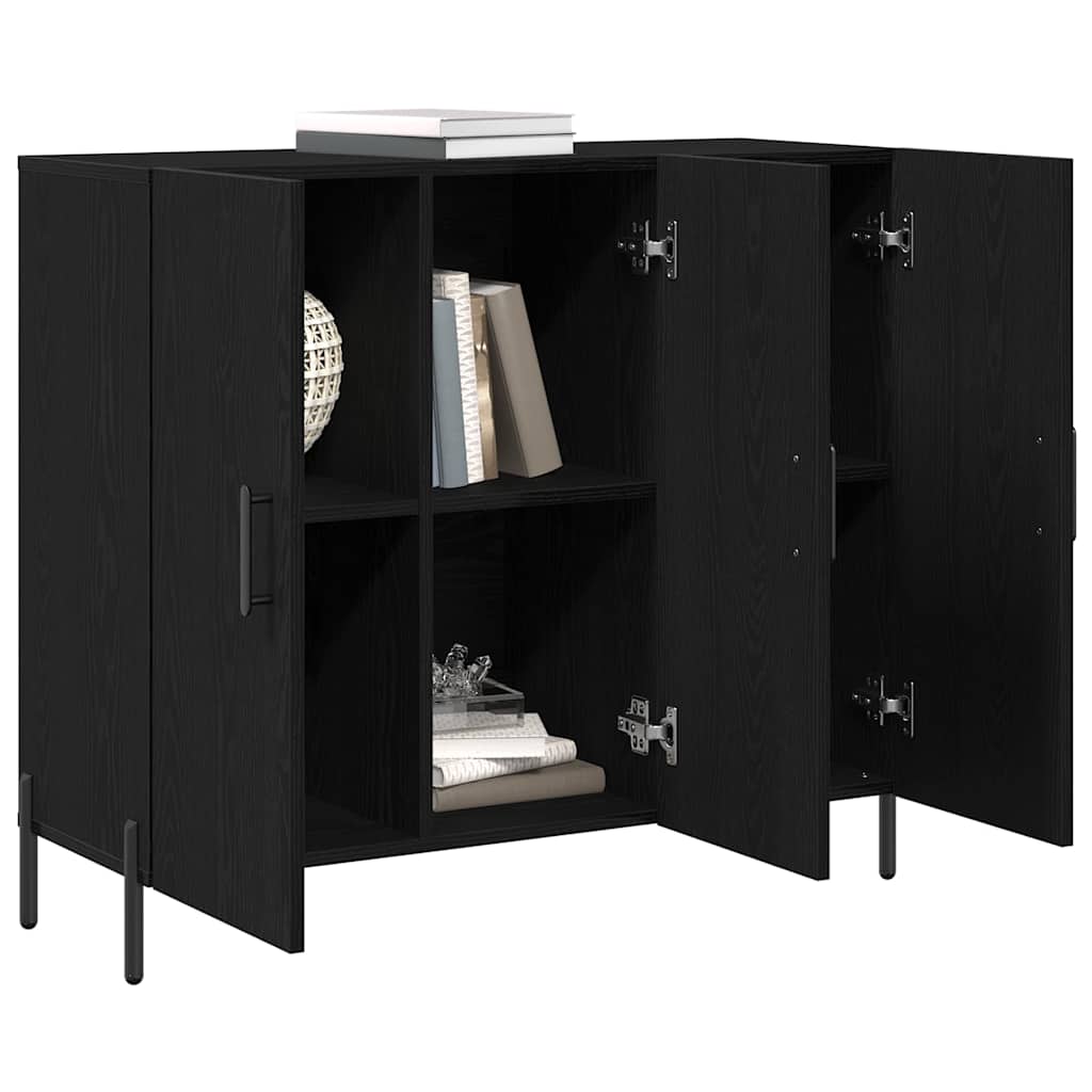 Serviesskap Svart Eik 90 X 34 X 80 Cm Konstruert Tre