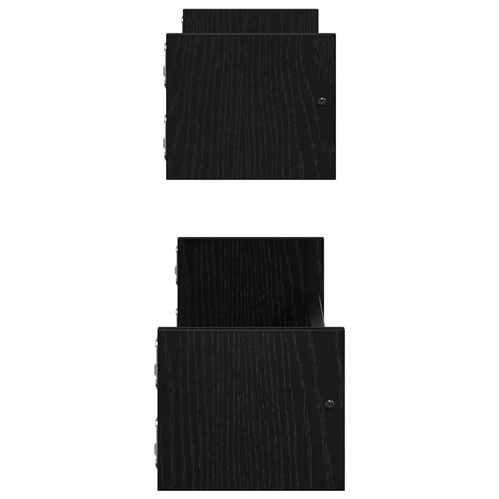 Vegghylle Veggmontert 2 Pcs Svart Eik 60 X 16 X 14 Cm