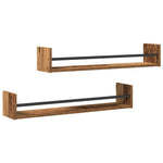 Vegghylle Veggmontert 2 Pcs Gammelt Tre 80 X 16 X 14 Cm