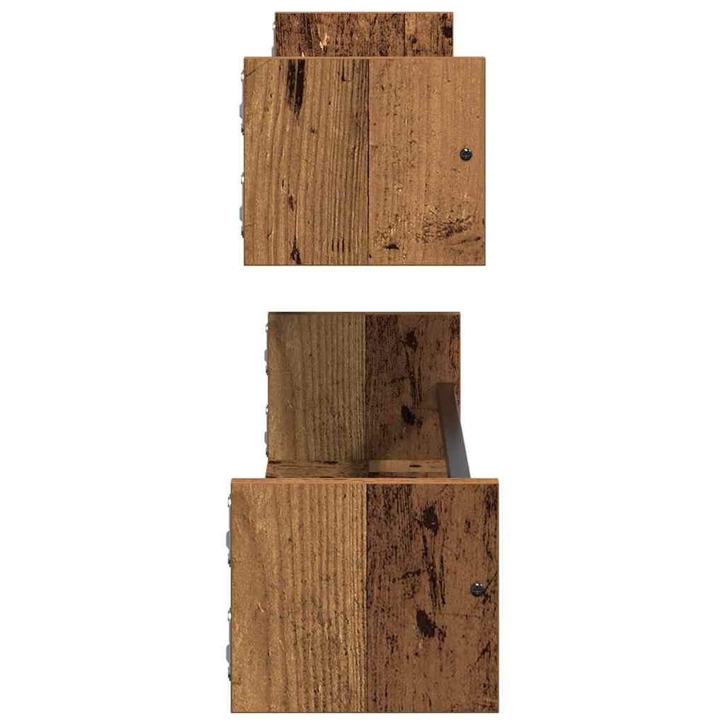 Vegghylle Veggmontert 2 Pcs Gammelt Tre 80 X 16 X 14 Cm