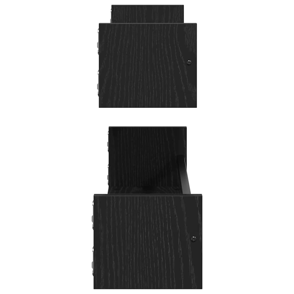 Vegghylle Veggmontert 2 Pcs Svart Eik 80 X 16 X 14 Cm
