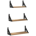 Vegghylle Veggmontert Med Lagring 3 Pcs Røyk Eik