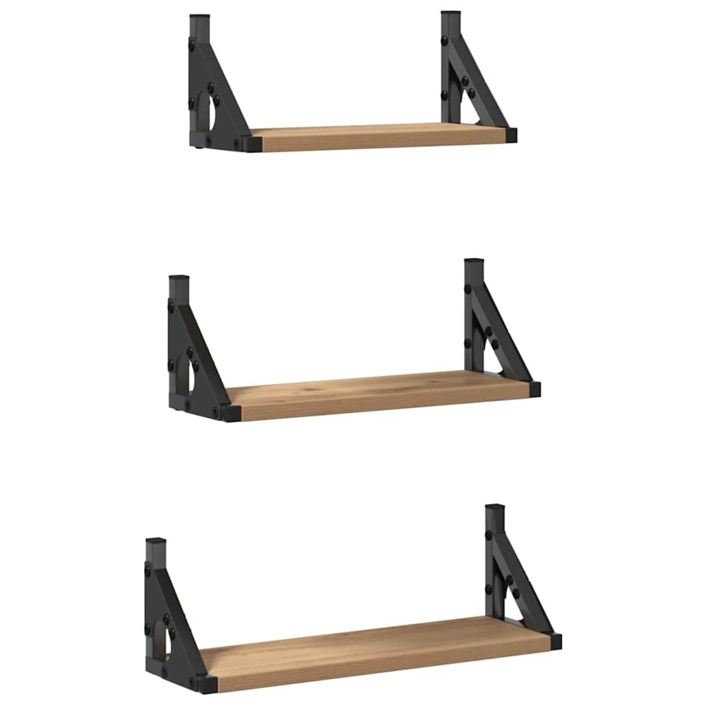 Vegghylle Veggmontert Med Lagring 3 Pcs Røyk Eik