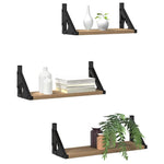 Vegghylle Veggmontert Med Lagring 3 Pcs Røyk Eik
