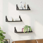 Vegghylle Veggmontert Med Lagring 3 Pcs Svart Eik