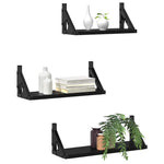 Vegghylle Veggmontert Med Lagring 3 Pcs Svart Eik
