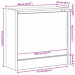 Sko Skap Med Hylle Artisan Eik 60 X 21 X 57 Cm Konstruert Tre