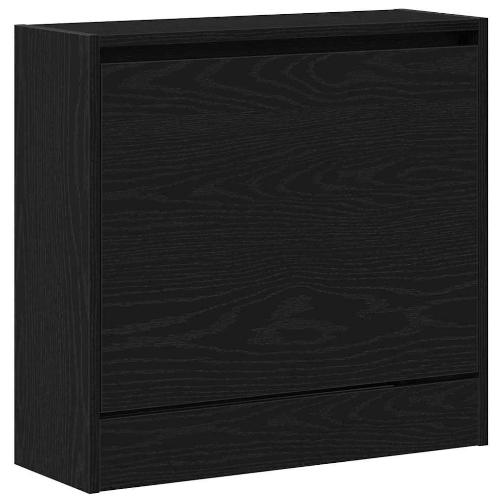 Sko Skap Med Hylle Svart Eik 60 X 21 X 57 Cm Konstruert Tre
