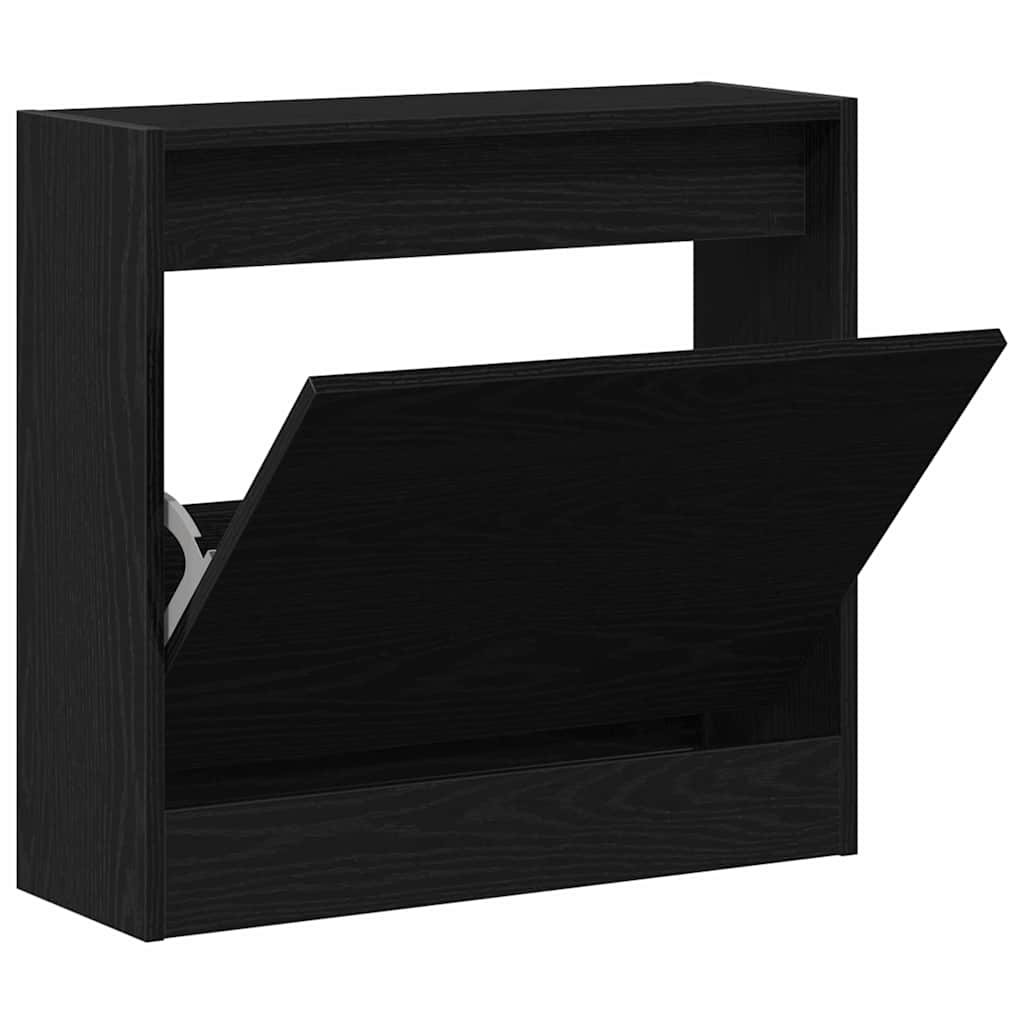 Sko Skap Med Hylle Svart Eik 60 X 21 X 57 Cm Konstruert Tre